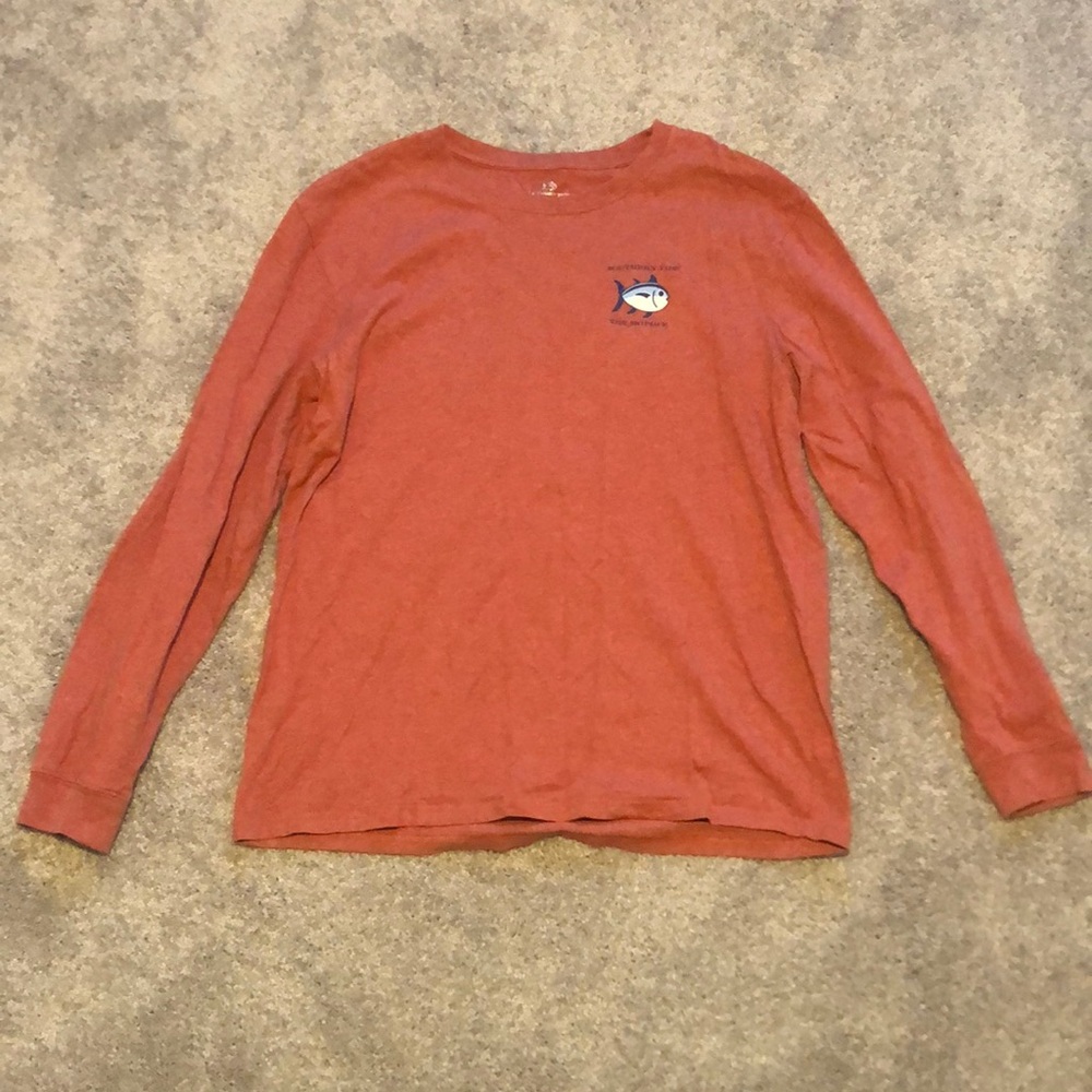 Red Long Sleeve Shirt with Fish Logo